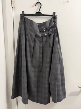 Bershka Gray Plaid Midi Skirt